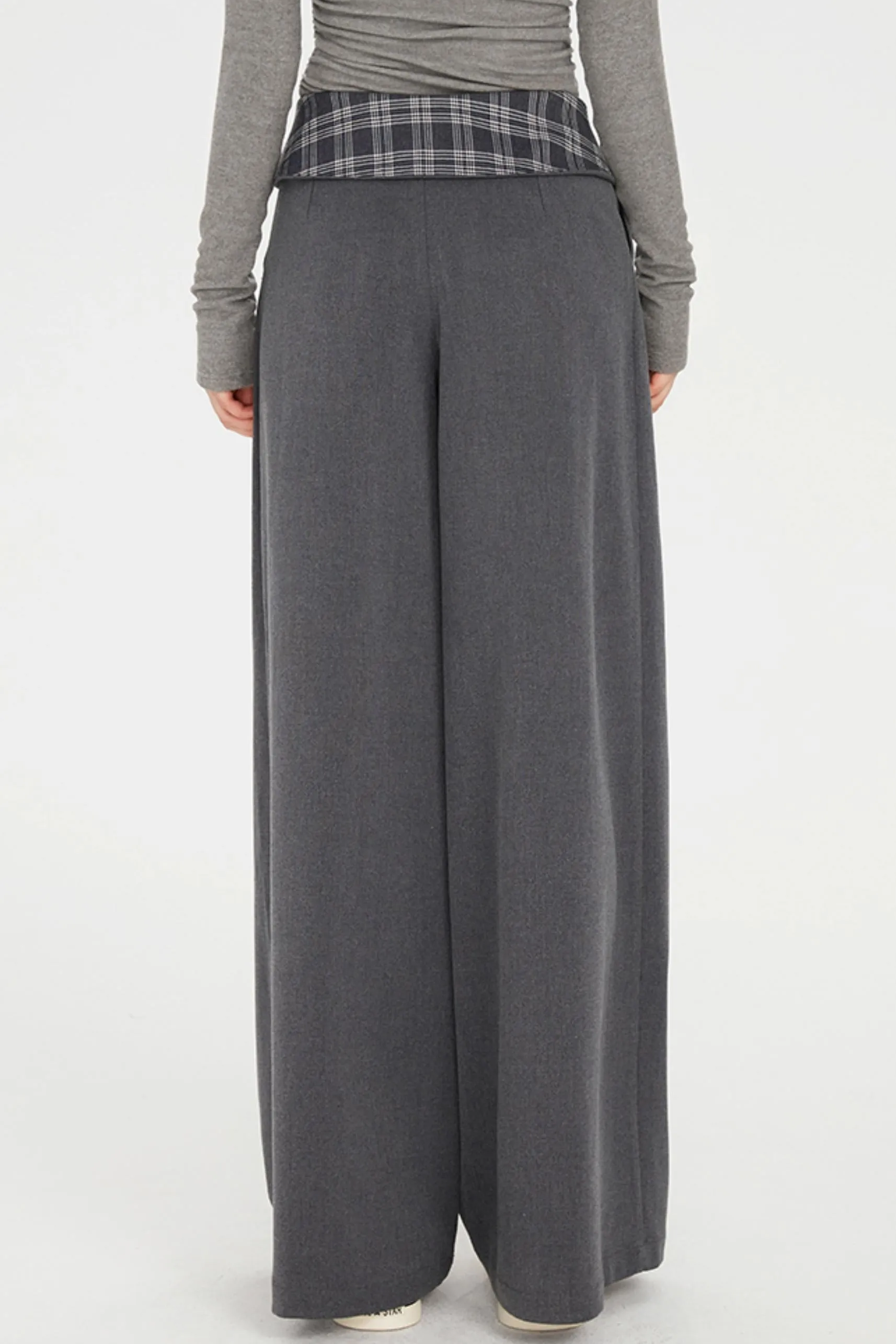 Flap-Waist Wide-Leg Trousers