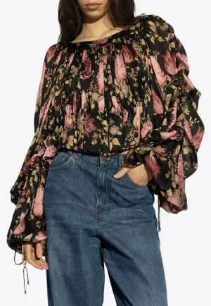 Floral Print Silk Top