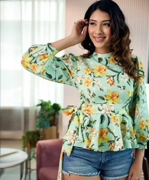 Floral Printed Peplum Top