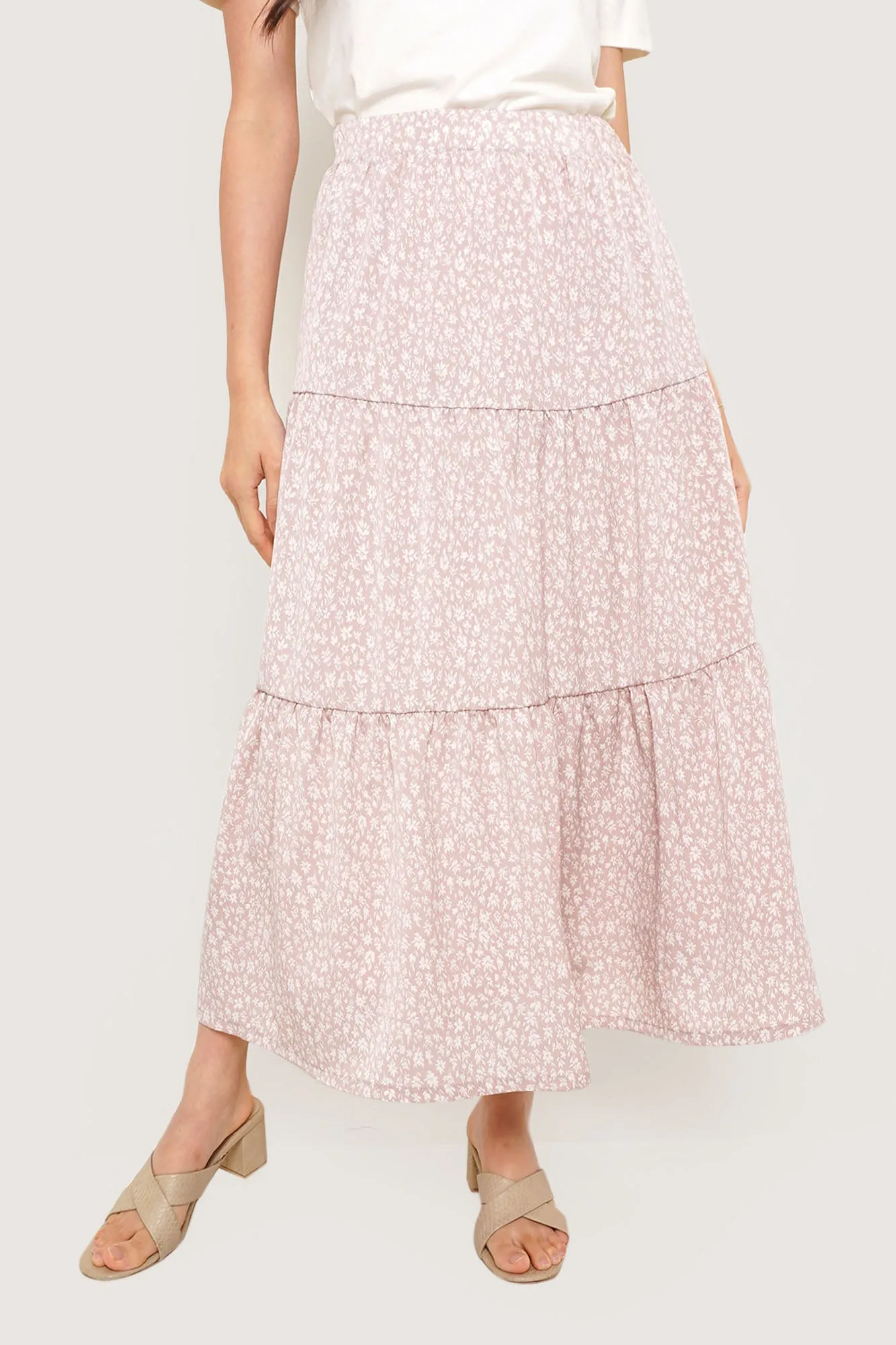 Floral Tiered Midi Skirt