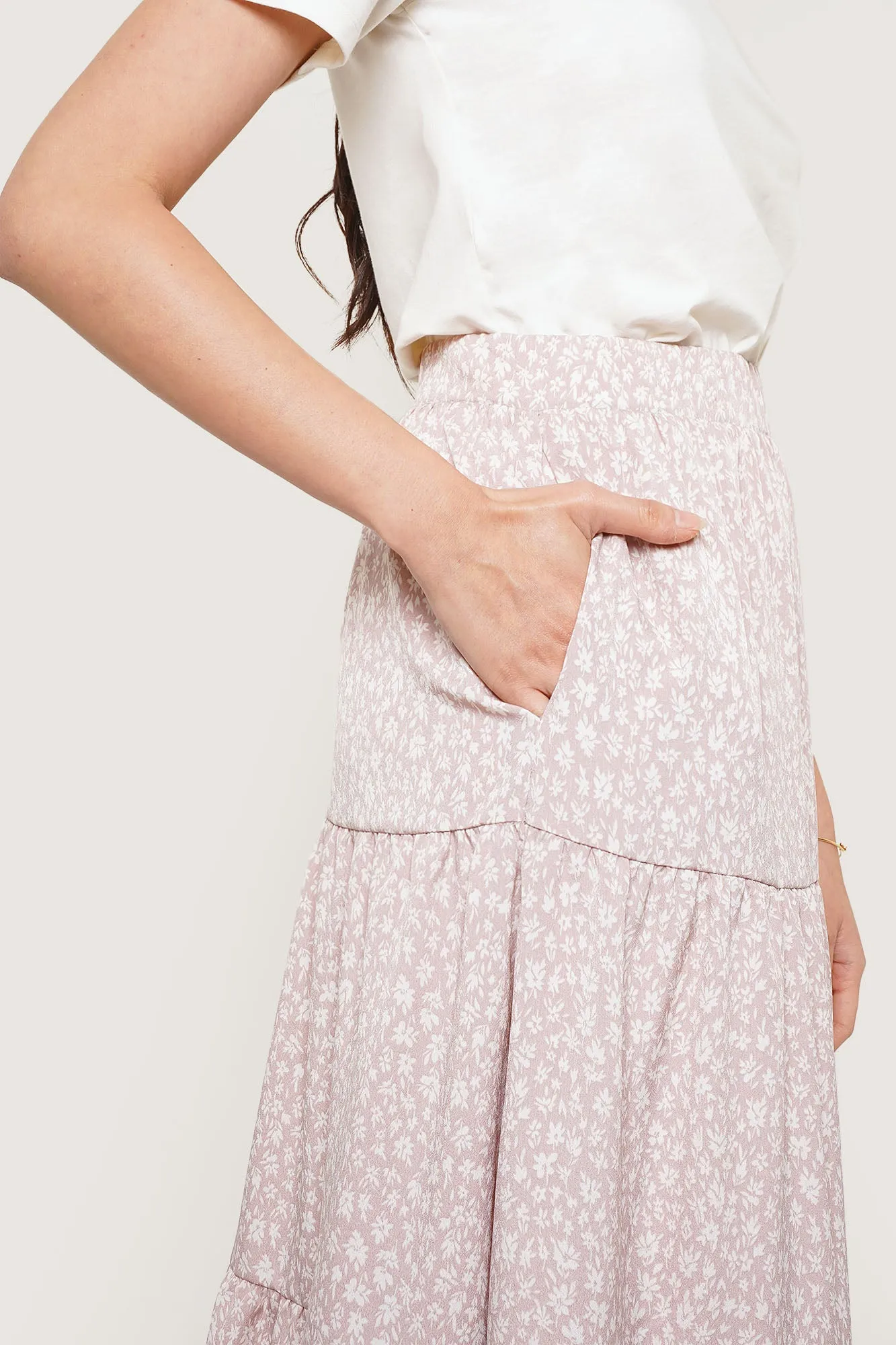 Floral Tiered Midi Skirt