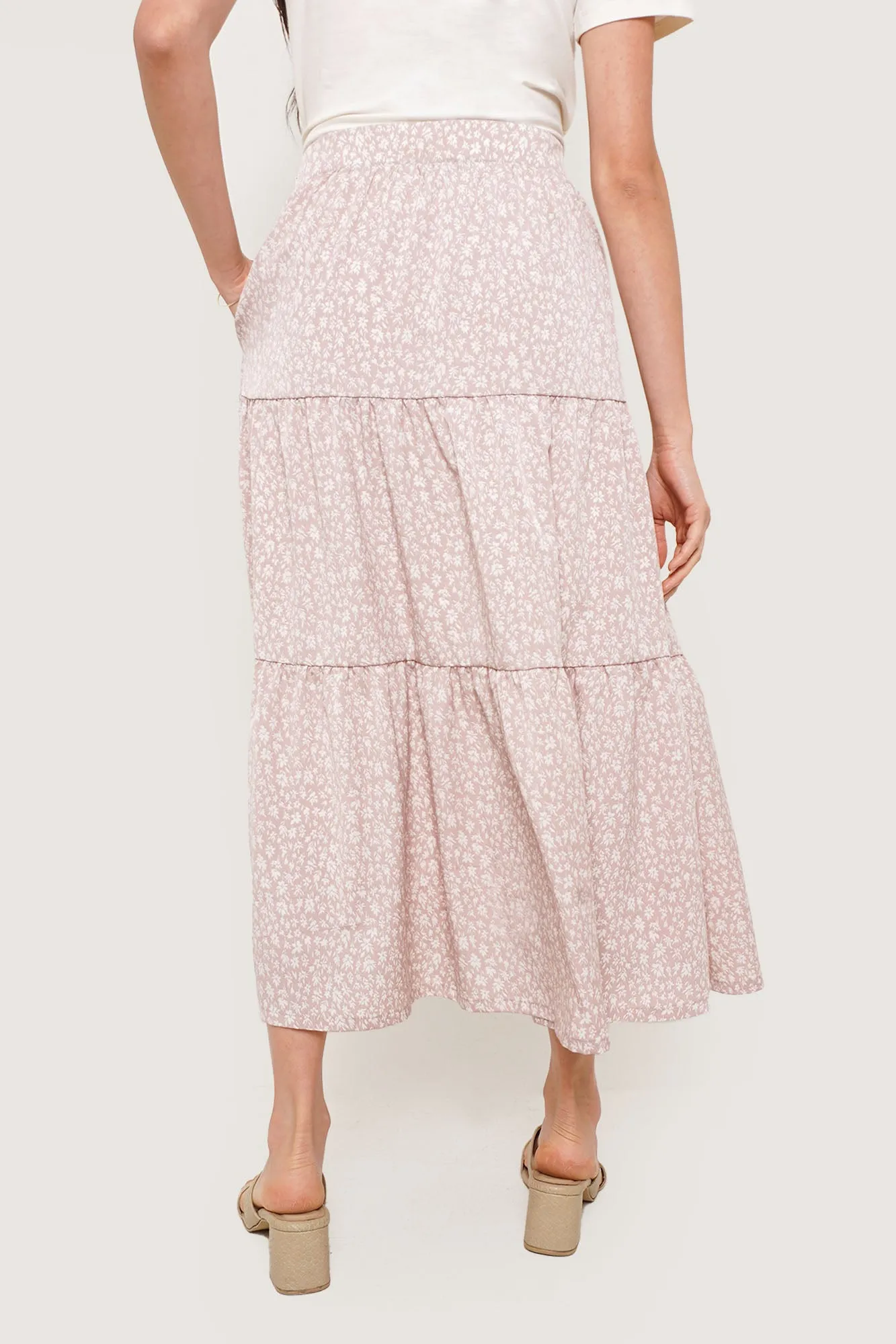 Floral Tiered Midi Skirt