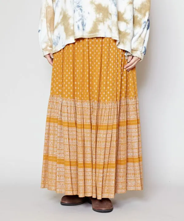 Foil Print Tiered Skirt