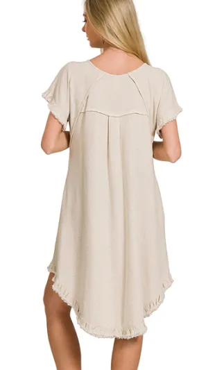 Frayed Hi-Lo Hem Dress