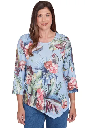 Free Spirit Hibiscus Asymmetrical Top