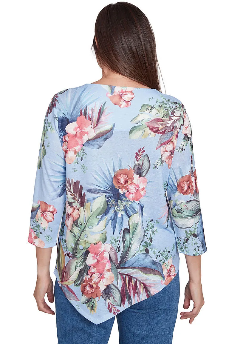 Free Spirit Hibiscus Asymmetrical Top