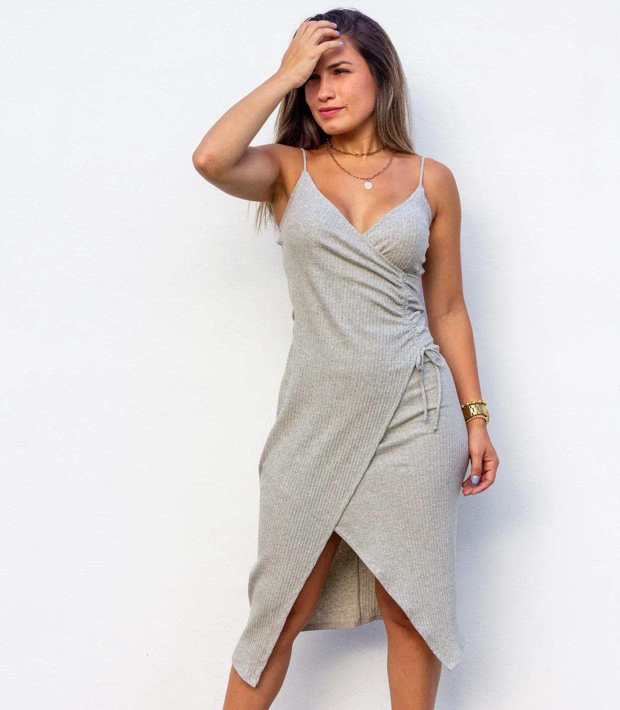 Freestyle Grey Knit Midi Dress