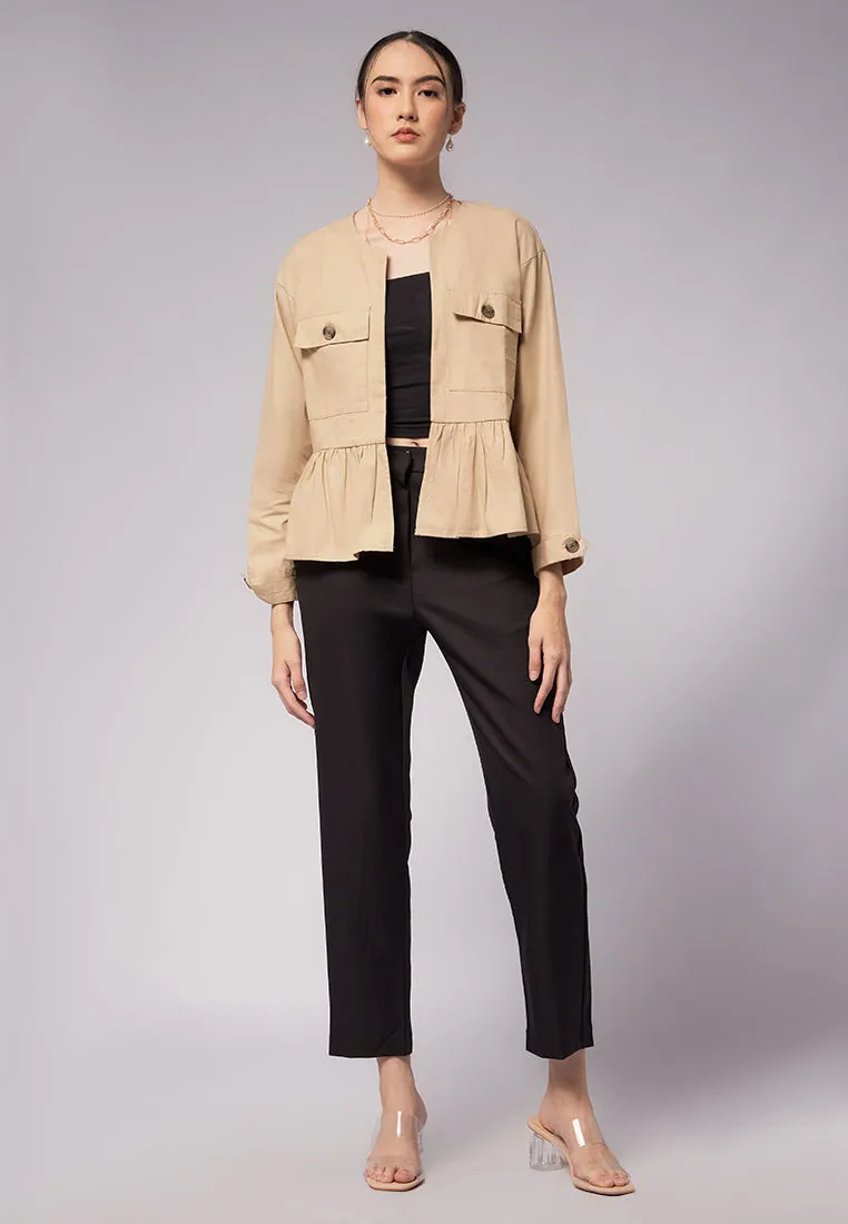 Front Pocket Peplum Jacket