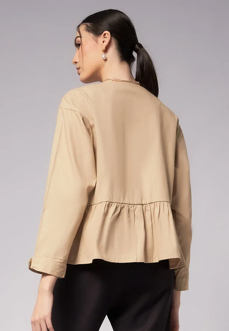Front Pocket Peplum Jacket
