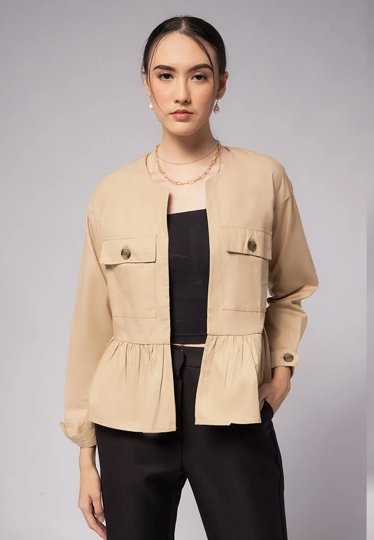 Front Pocket Peplum Jacket