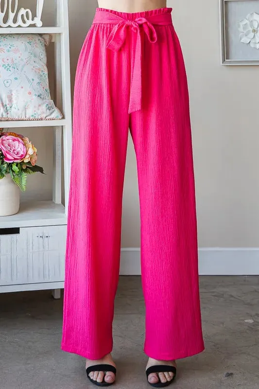 Front Tie Pants with Paperbag Waistband Plus Size