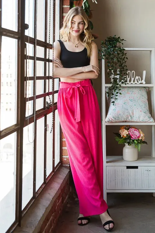 Front Tie Pants with Paperbag Waistband Plus Size