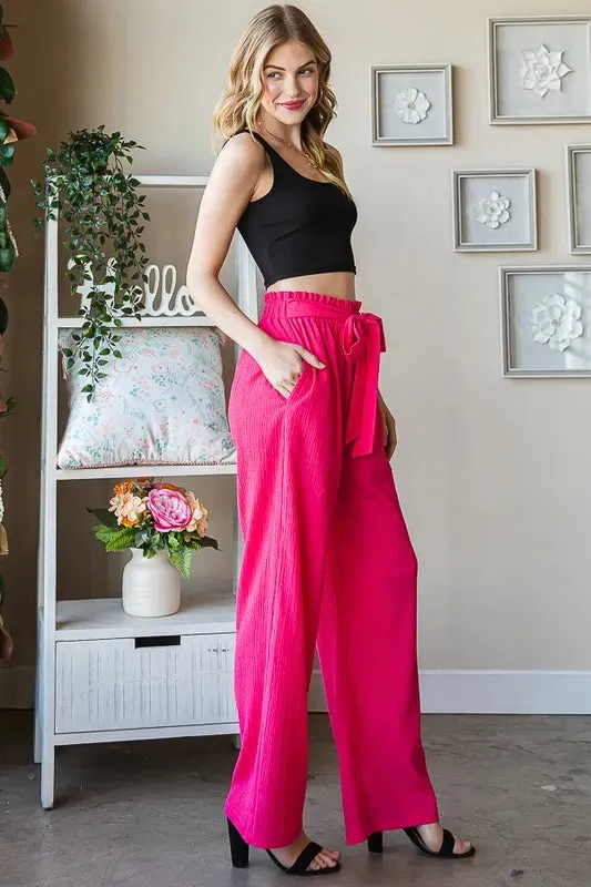 Front Tie Pants with Paperbag Waistband Plus Size