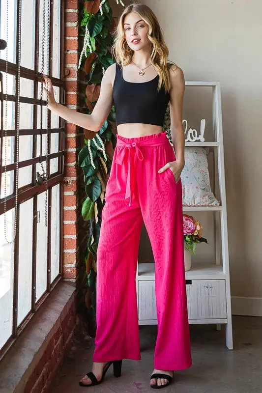 Front Tie Pants with Paperbag Waistband Plus Size