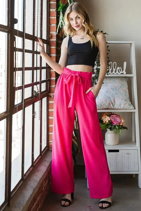 Front Tie Pants with Paperbag Waistband Plus Size