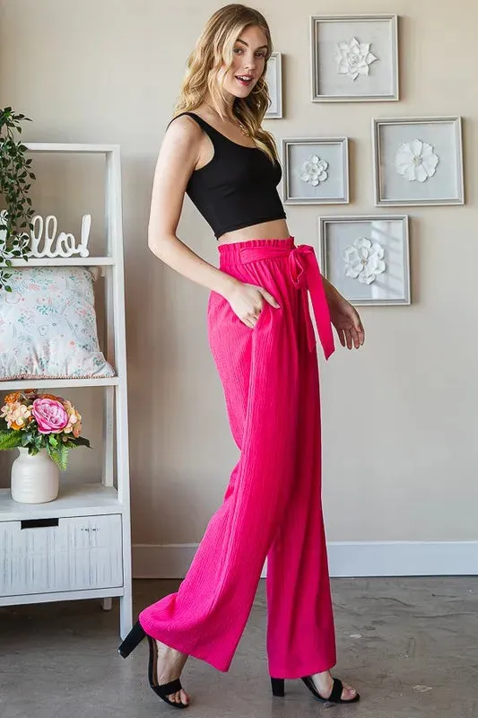 Front Tie Pants with Paperbag Waistband Plus Size