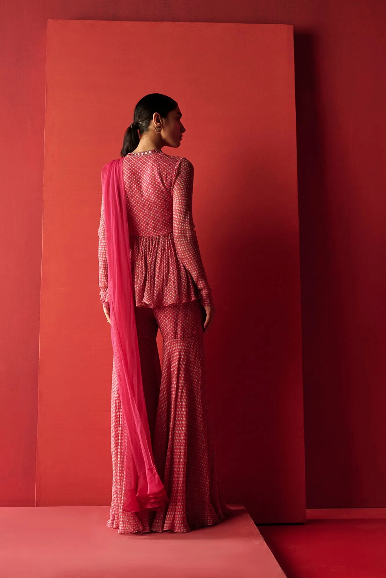 Fuschia Peplum With Sharara Set