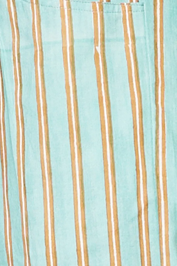 Gandhi Pants - Jade & Bronze Stripe
