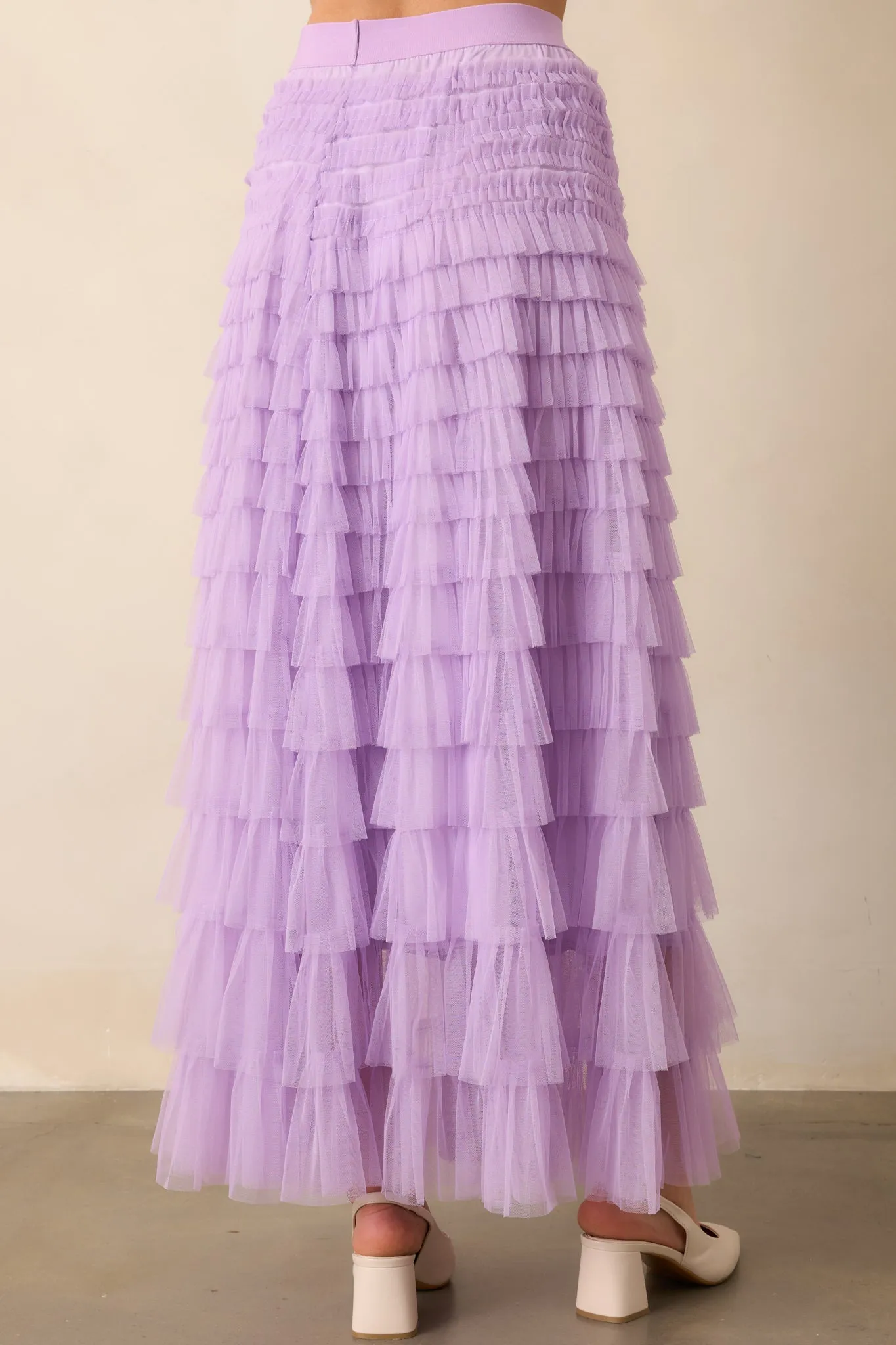 Garden Gathering Lavender Tiered Ruffle Tulle Maxi Skirt