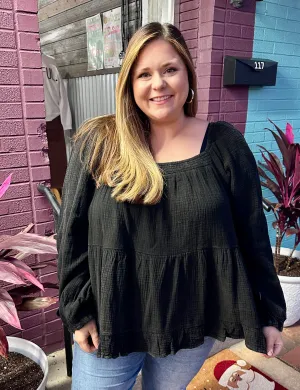 Gauze Peplum Blouse