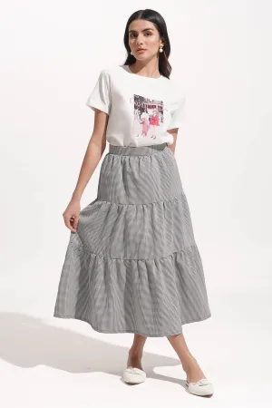 Gingham Tiered Midi Skirt
