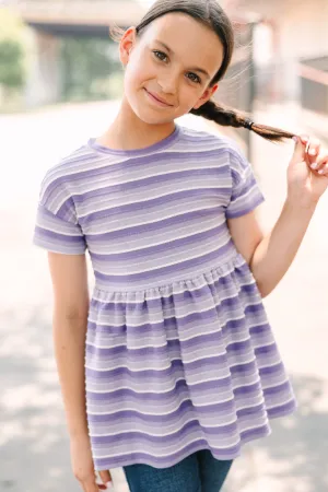 Girls: Take Your Time Purple Striped Peplum Top