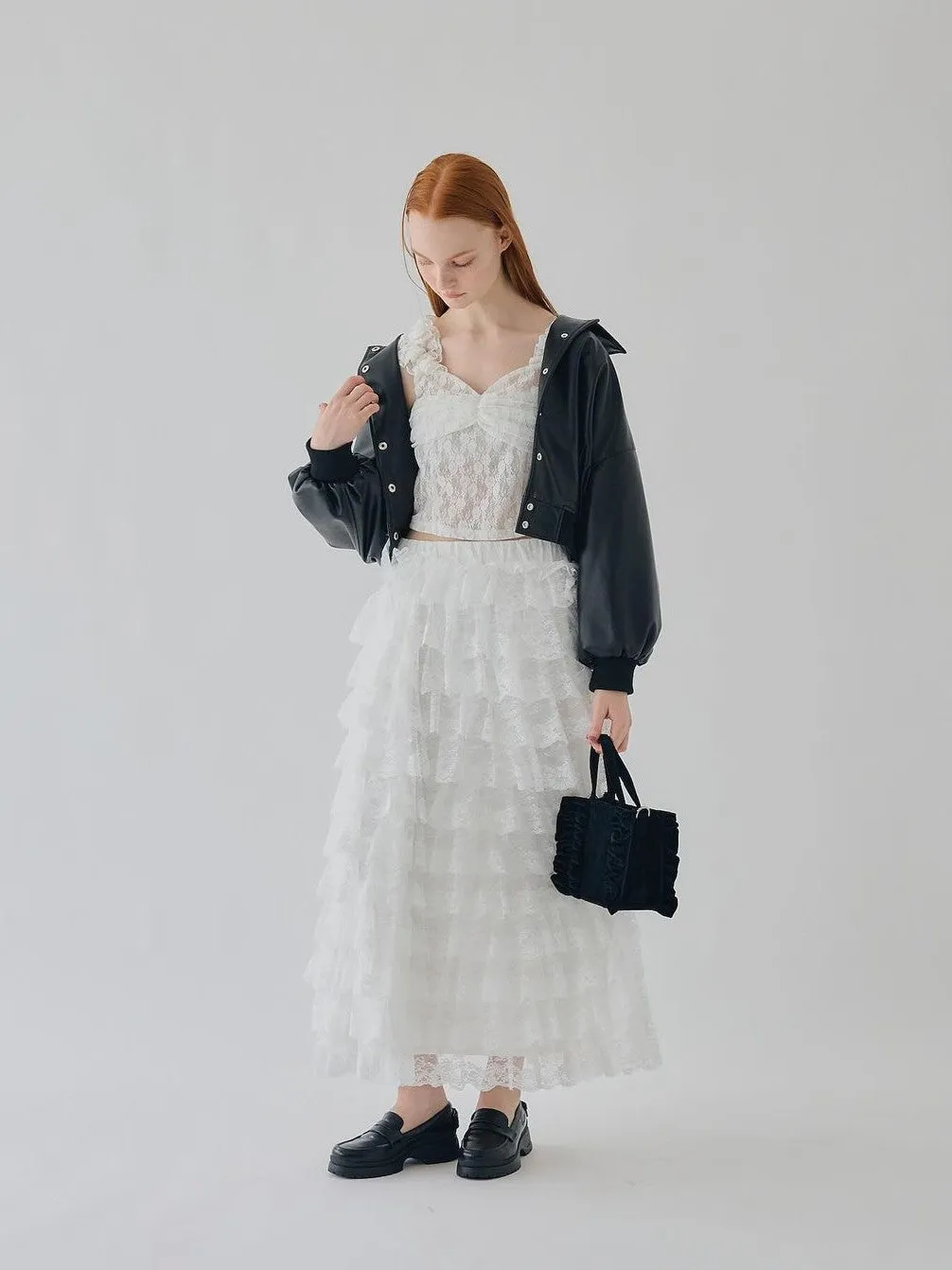 Girly Lace Frill Long Skirt [2colours]