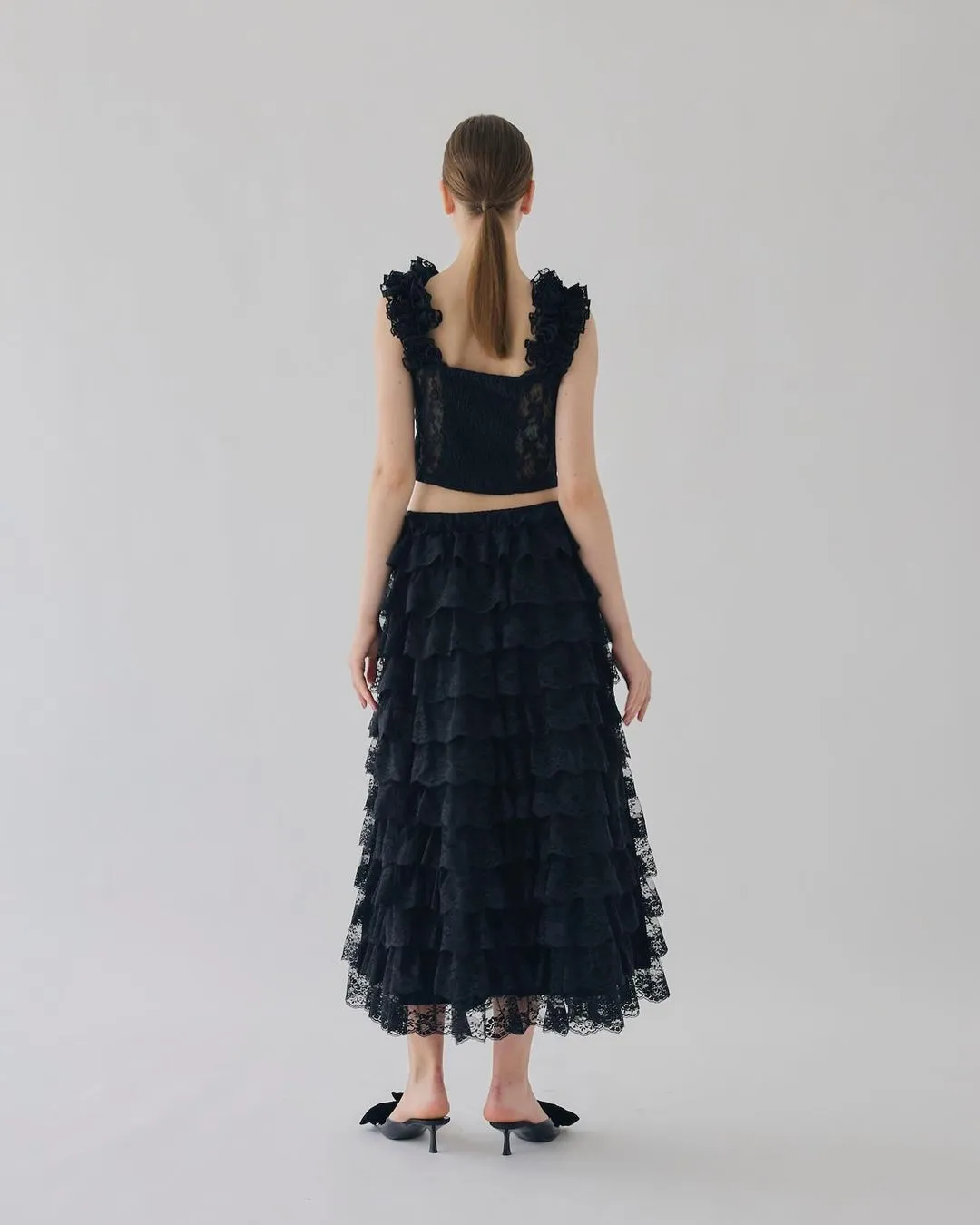Girly Lace Frill Long Skirt [2colours]