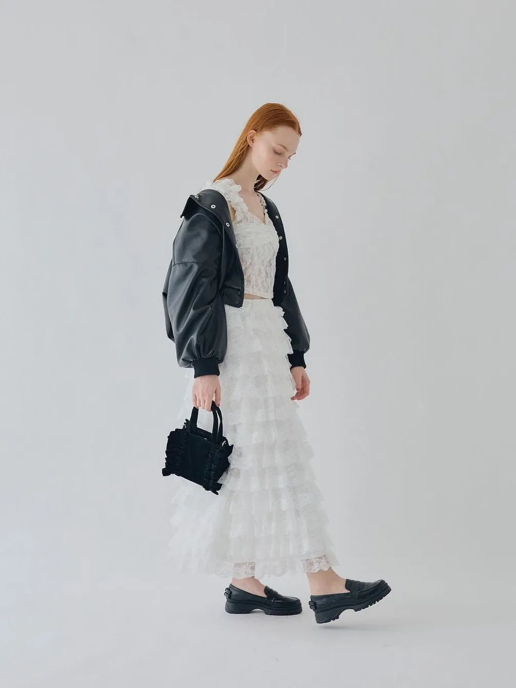 Girly Lace Frill Long Skirt [2colours]