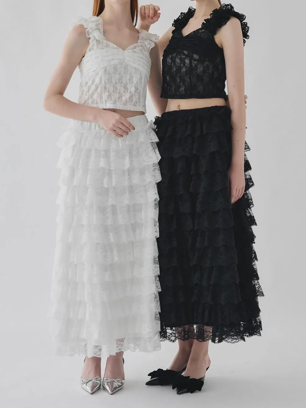Girly Lace Frill Long Skirt [2colours]
