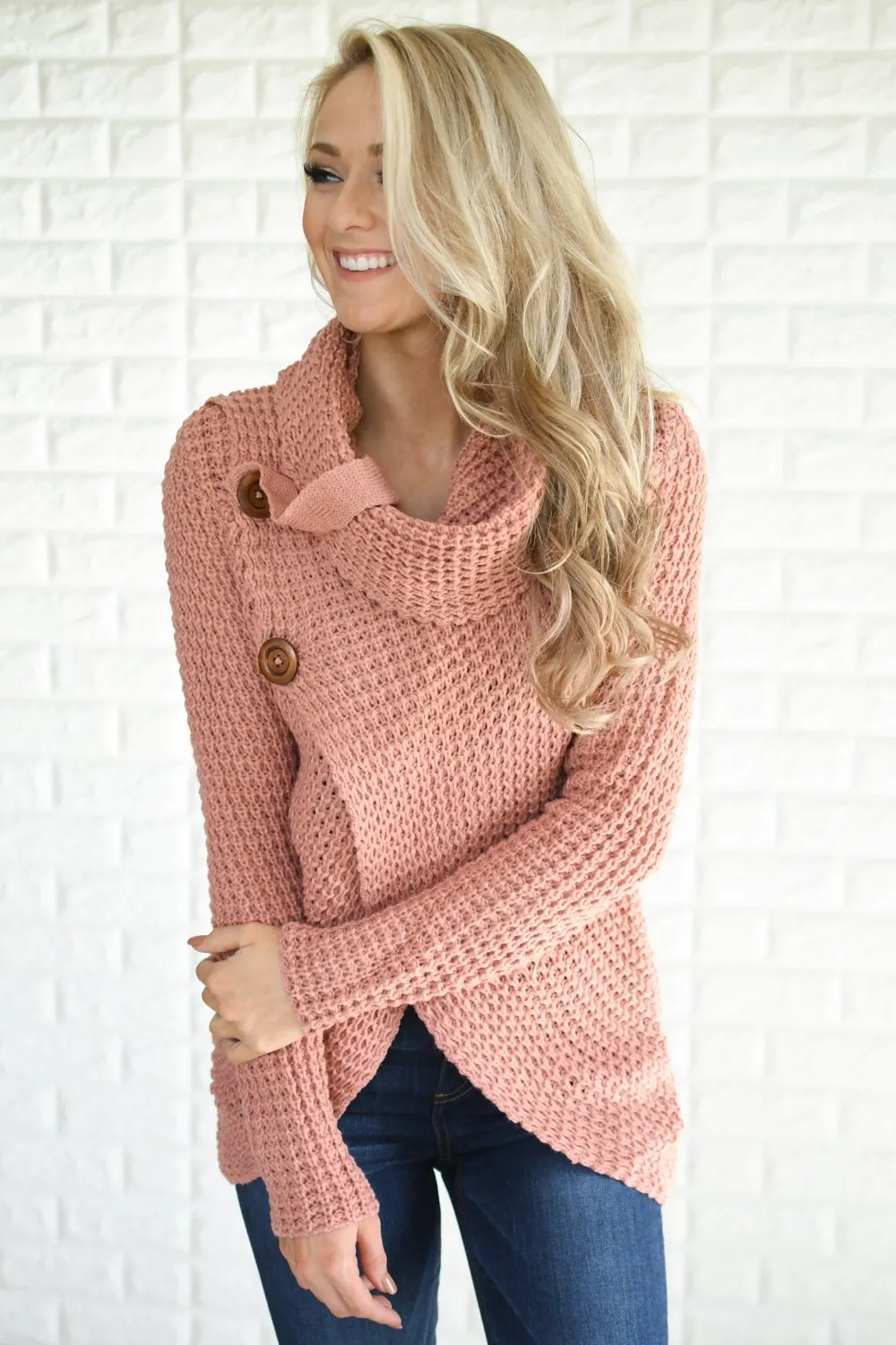 Give Me a Reason Mauve Button Sweater