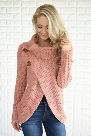 Give Me a Reason Mauve Button Sweater