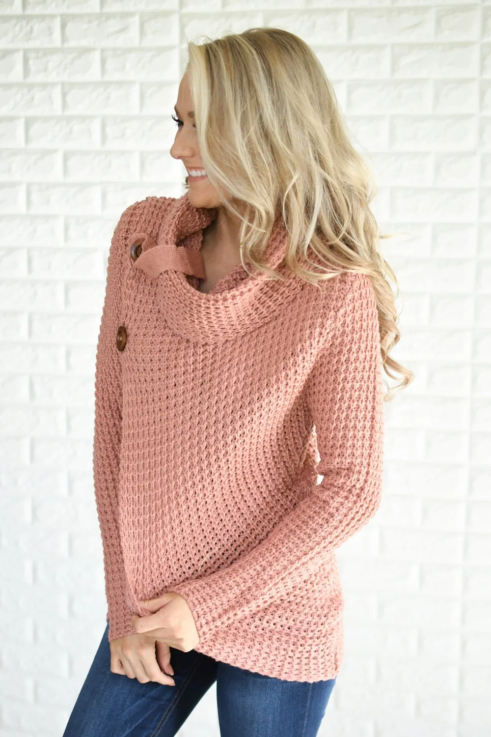 Give Me a Reason Mauve Button Sweater