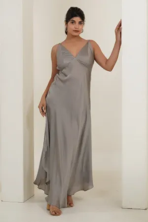Grey High-Low Strappy Maxi Dress