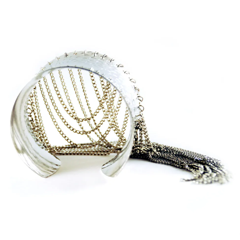 Helios: Diana Hammered Cuff w/Draped Chains