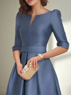 High Low A-Line Half Sleeves Mother of The Bride Dresses with Pockets