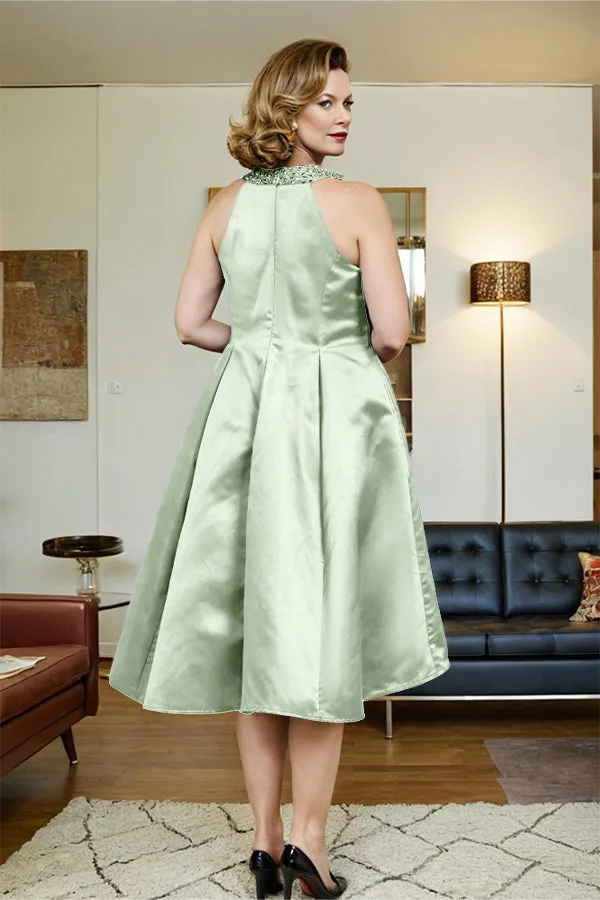High Low Sleeveless Halter A Line Mother of the Bride Dress