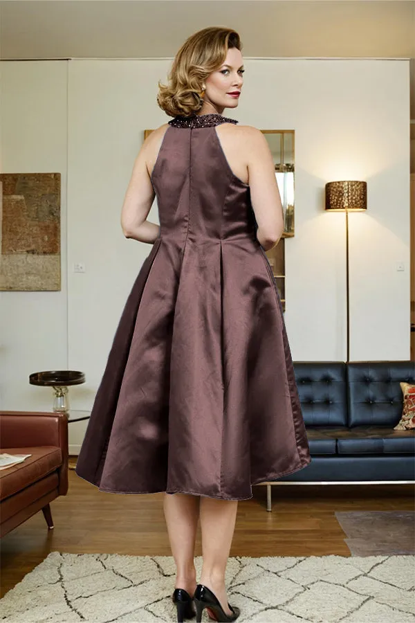 High Low Sleeveless Halter A Line Mother of the Bride Dress