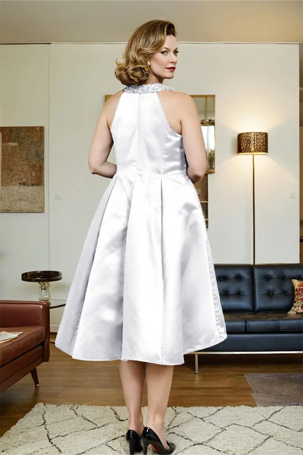 High Low Sleeveless Halter A Line Mother of the Bride Dress