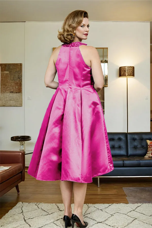 High Low Sleeveless Halter A Line Mother of the Bride Dress