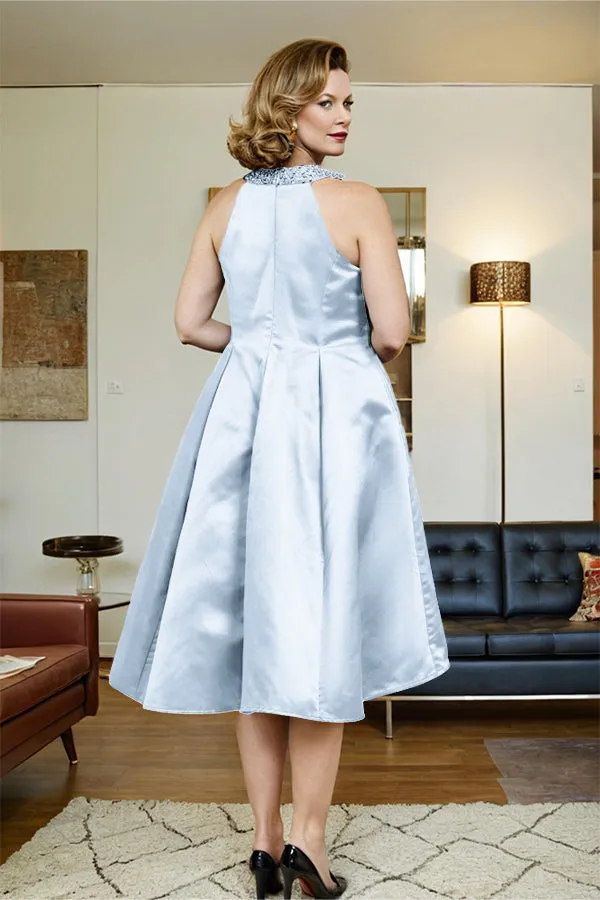 High Low Sleeveless Halter A Line Mother of the Bride Dress