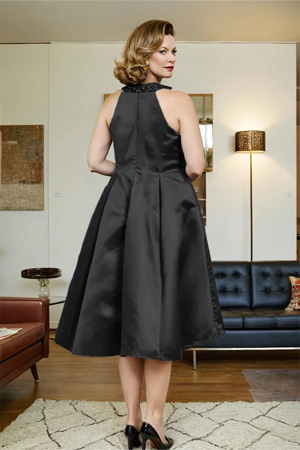 High Low Sleeveless Halter A Line Mother of the Bride Dress