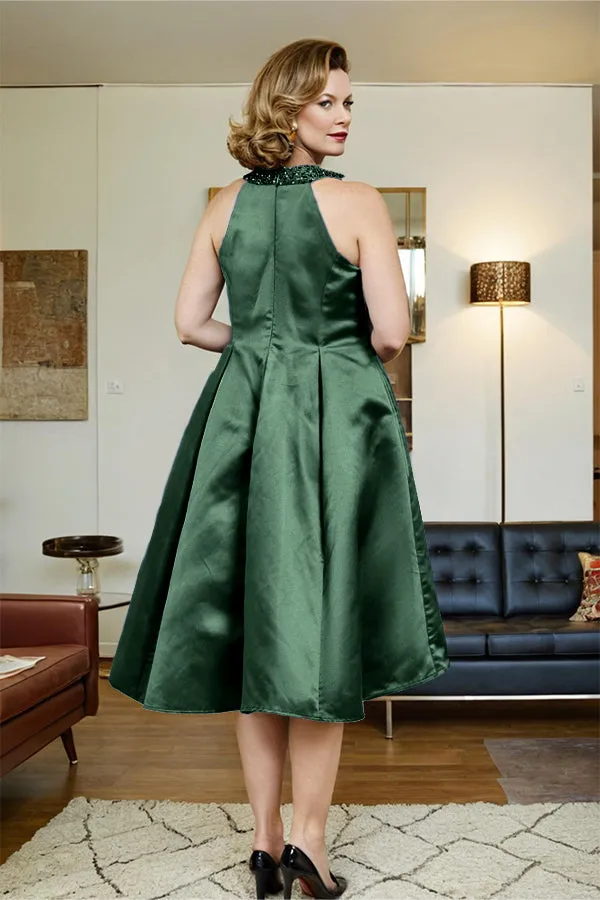 High Low Sleeveless Halter A Line Mother of the Bride Dress
