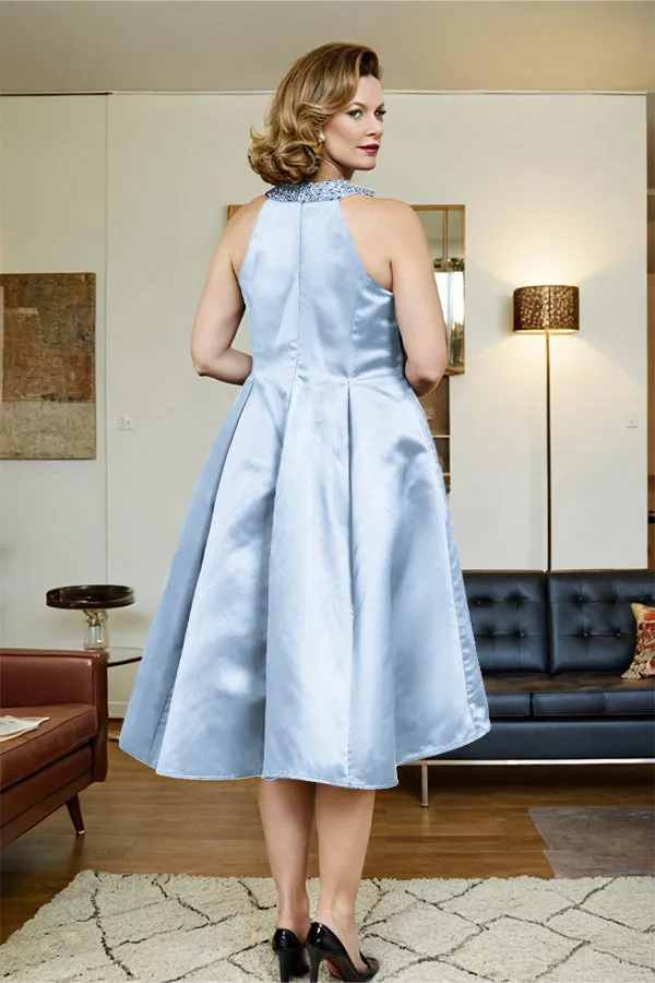 High Low Sleeveless Halter A Line Mother of the Bride Dress