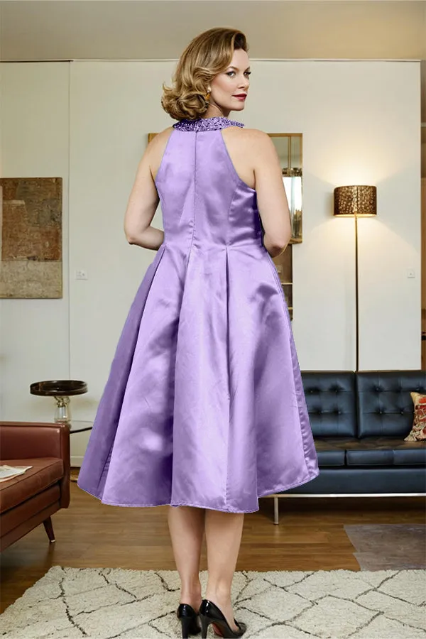 High Low Sleeveless Halter A Line Mother of the Bride Dress