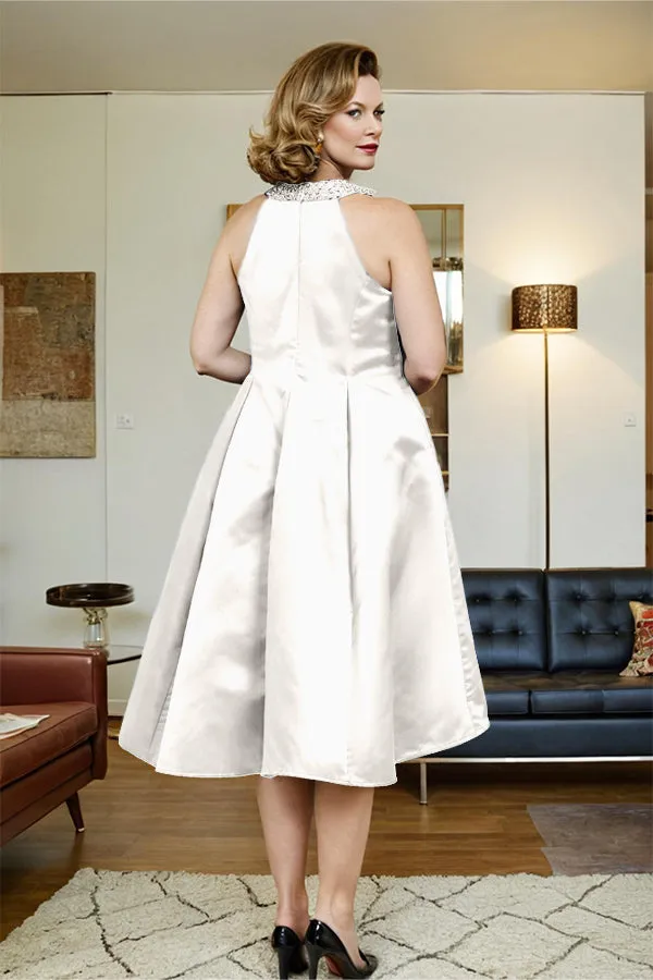 High Low Sleeveless Halter A Line Mother of the Bride Dress