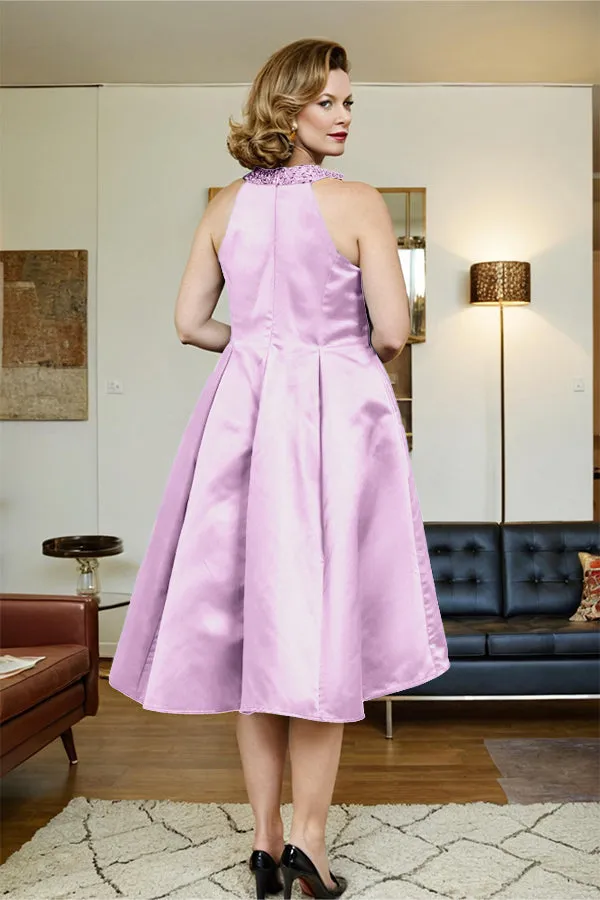 High Low Sleeveless Halter A Line Mother of the Bride Dress