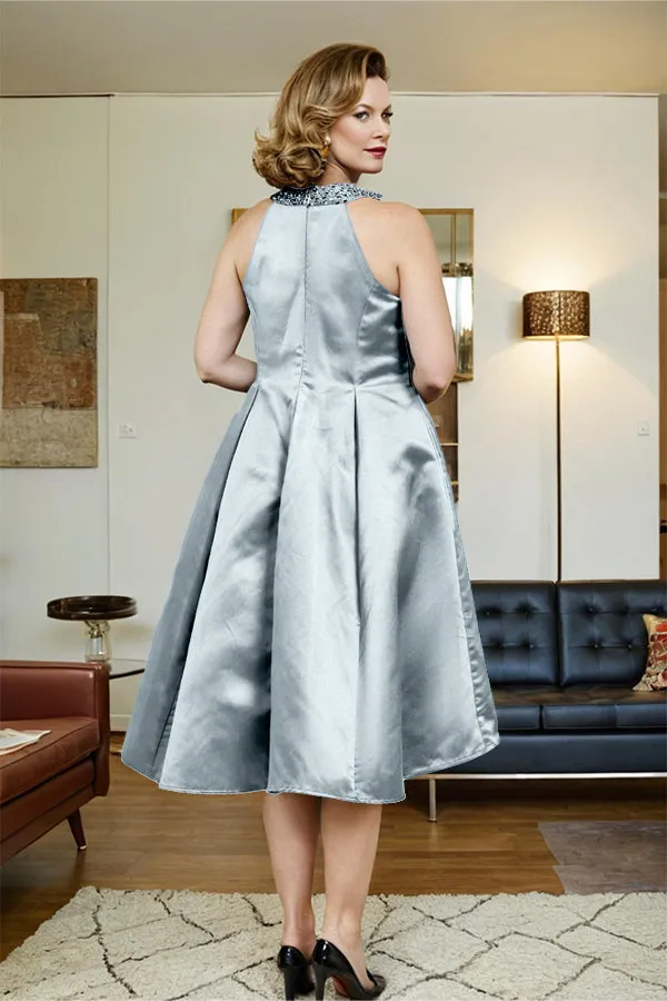High Low Sleeveless Halter A Line Mother of the Bride Dress