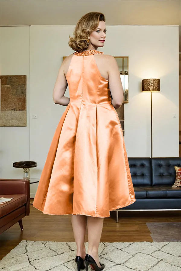 High Low Sleeveless Halter A Line Mother of the Bride Dress