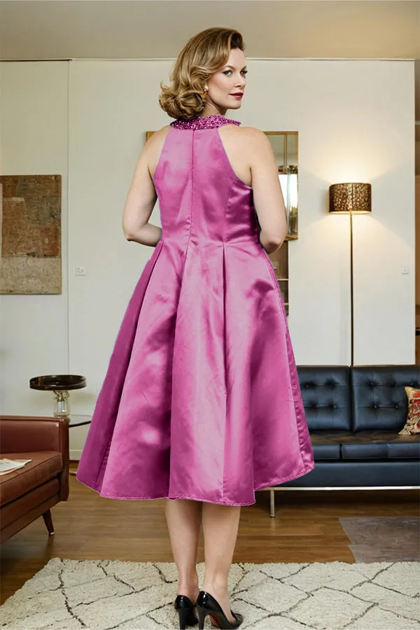 High Low Sleeveless Halter A Line Mother of the Bride Dress